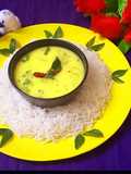 Spring onion garlic kadhi chaval