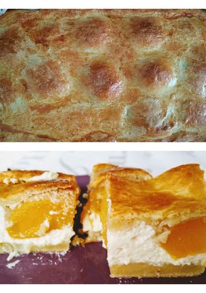 Őszibarackos, túrós pite recept fotója