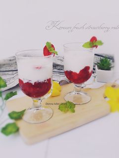 Foto resep Korean fresh strawberry milk