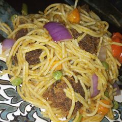 A picture of Spaghetti and meatballs.