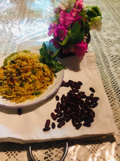 A picture of Maxcican rice with kidney beans.