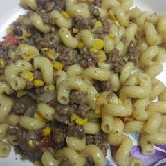 A picture of Creamed Corn with Beef and Noodles.