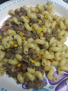 A picture of Creamed Corn with Beef and Noodles.