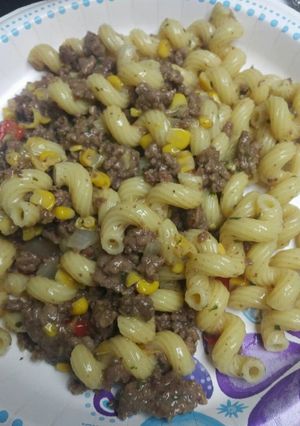 A picture of Creamed Corn with Beef and Noodles.