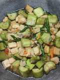 Tumis tauco tahu terong hijau
