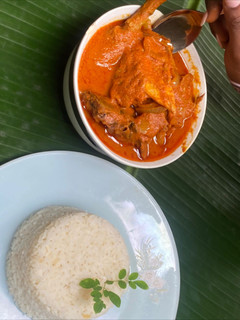A picture of Carrot stew and rice.