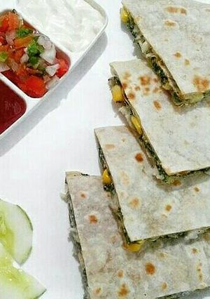 A picture of Spinach Corn Quesadilla.