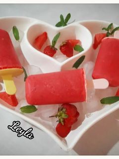 عکسی از دستور بستنی توت فرنگی و هندوانه