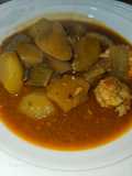 Estofado de acelgas con alcachofas, y gambas langostineras
