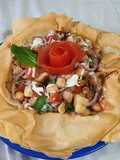 Chana chat in crisp bowl