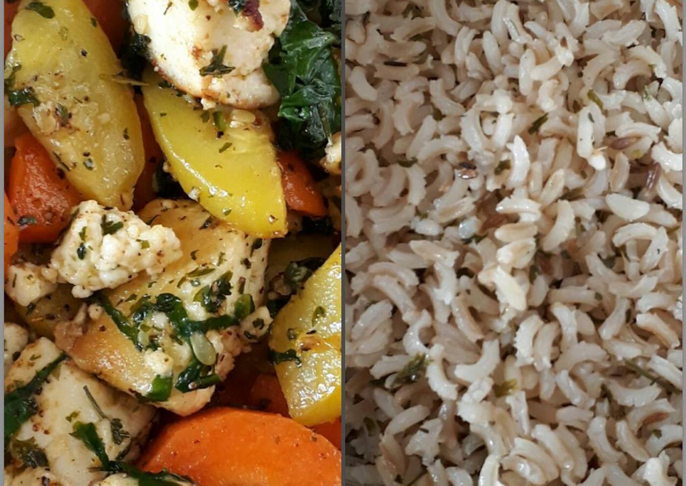 Herb Brown Rice with Sauteed veggies