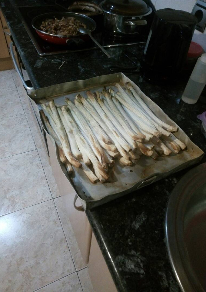 Una foto de Calçots en el horno de casa