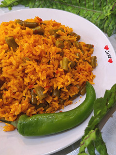 عکسی از دستور لوبیا پلو بدون گوشت😋 (لوبیا سبز)