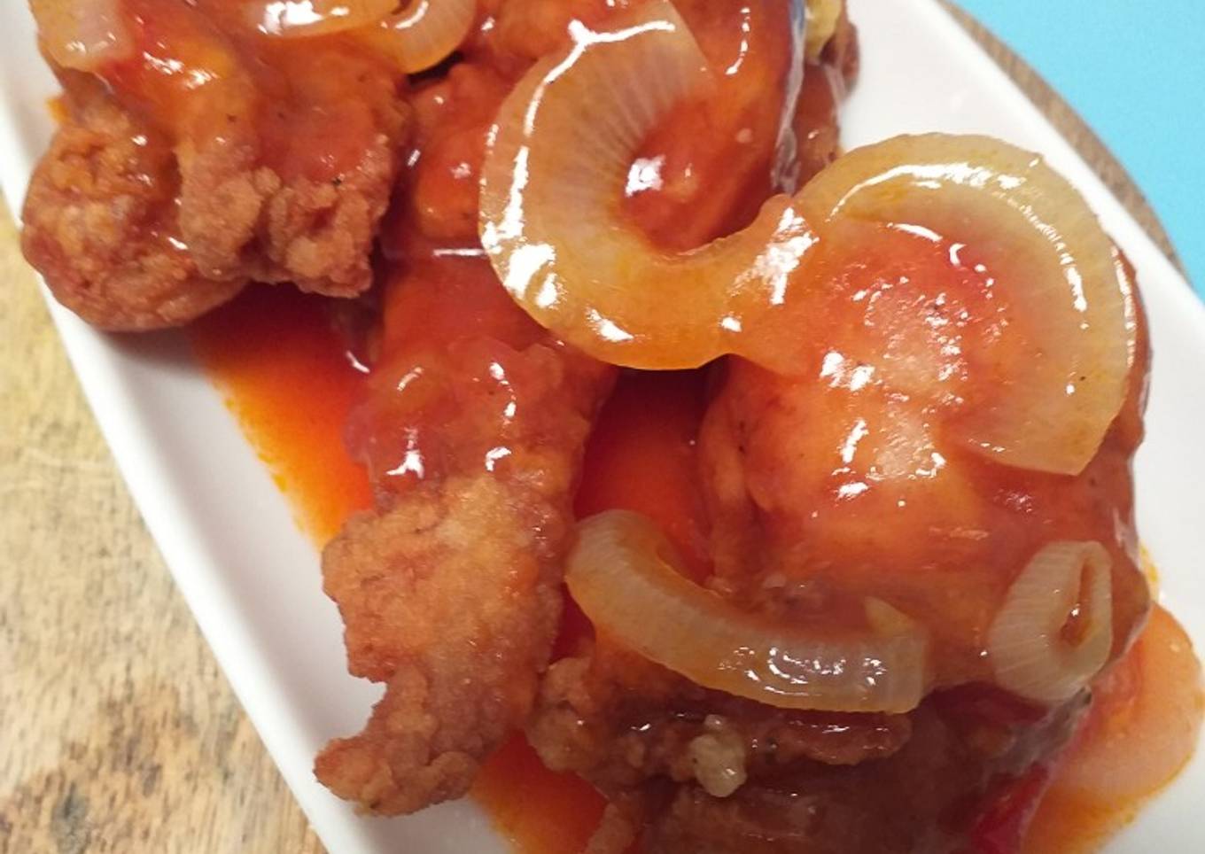 Ayam goreng saus asam manis