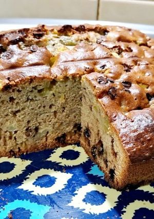 Una foto de Torta de melón y pera al vino tinto