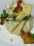 Crespella al prezzemolo,con cuore di champignon e zucchine