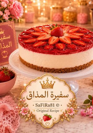 صورة لوصفة 🍓🍓 تشيز كيك الفراولة البارد بطريقة سهلة ولذيذة🍓🍓