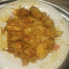 A picture of Cabbage with chicken.
