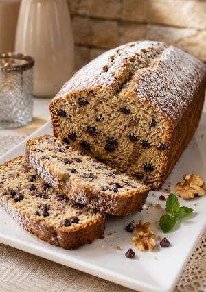 Una foto de Budín de nuez y chispas de chocolate