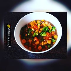 A picture of Sweet corn-vegetable soup 😋.
