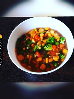 A picture of Sweet corn-vegetable soup 😋.