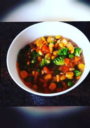A picture of Sweet corn-vegetable soup 😋.