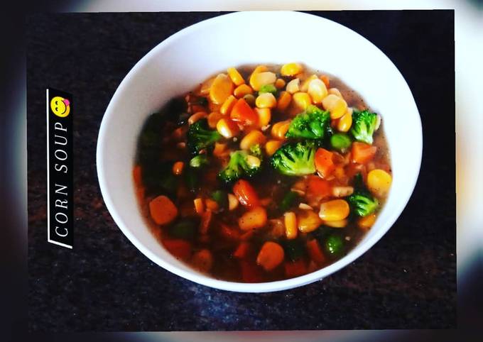 How to Prepare Homemade Sweet corn-vegetable soup 😋