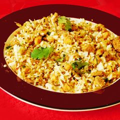 A picture of Banana masala powder (Podimas in Tamil) mixed with rice.