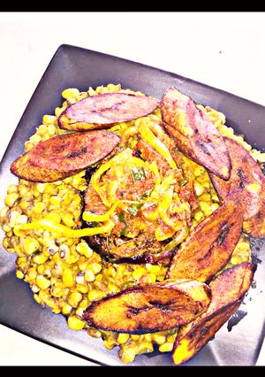 A picture of Beans porridge and plantain.