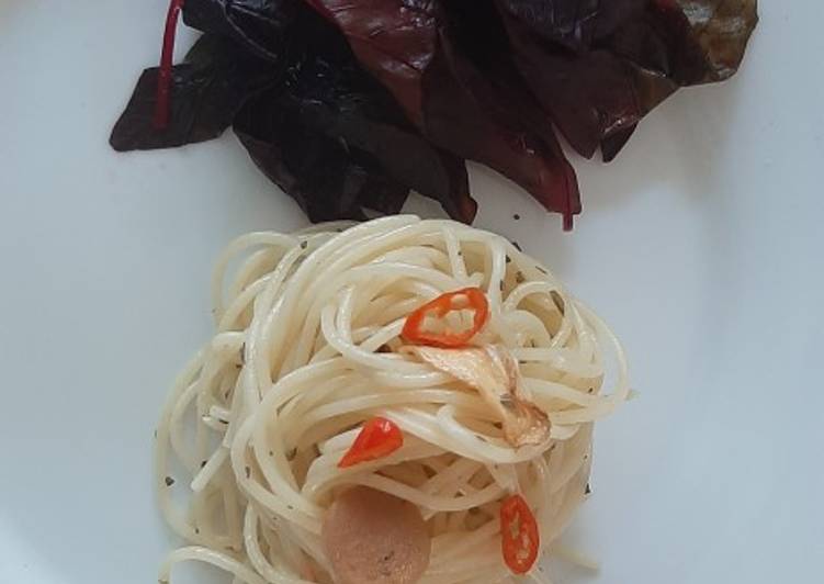 Resep Spaghetti aglio olio bayam merah, Menggugah Selera