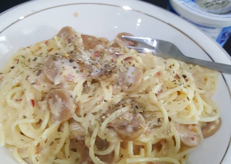 Resep Spaghetti carbonara (spageti) oleh Kartika Mansur - Cookpad