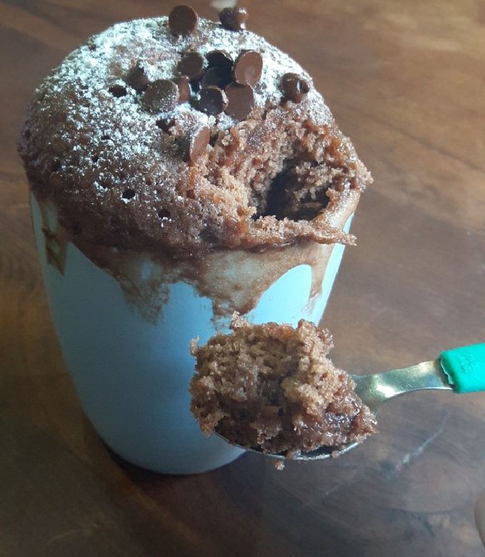 Una foto de Mug cake de chocolate, ideal para compartir en san valentín