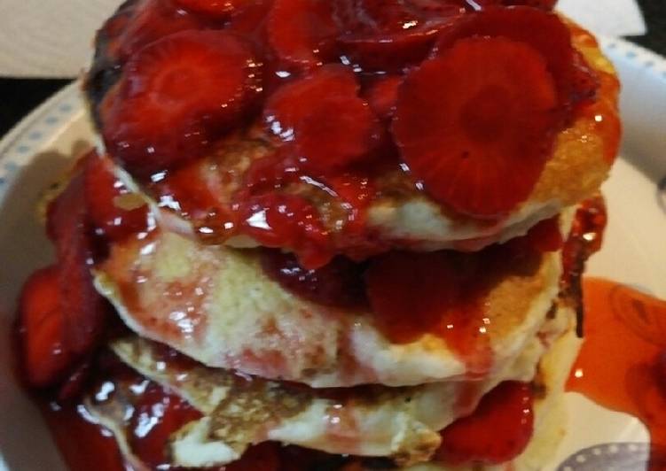 Step-by-Step Guide to Prepare Any-night-of-the-week Old Fashioned fluffy Strawberry Pancakes