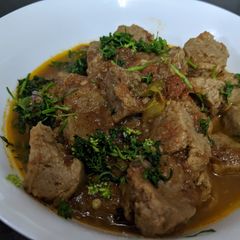 A picture of Soya chunk curry.