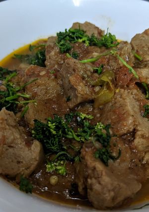 A picture of Soya chunk curry.