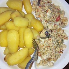 A picture of Boiled Irish and egg sauce.
