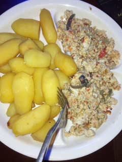 A picture of Boiled Irish and egg sauce.