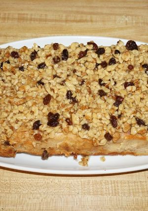 A picture of Bread Pudding with Walnuts and Raisin Topping, Jon Style.