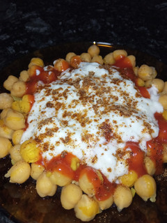 Una foto de Chaat de garbanzos (plato frío)