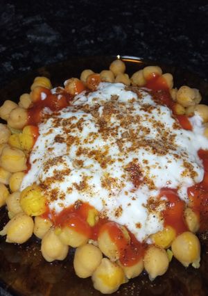 Una foto de Chaat de garbanzos (plato frío)