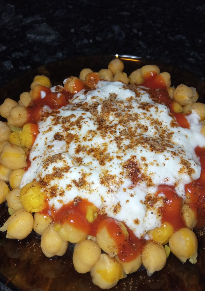 Una foto de Chaat de garbanzos (plato frío)