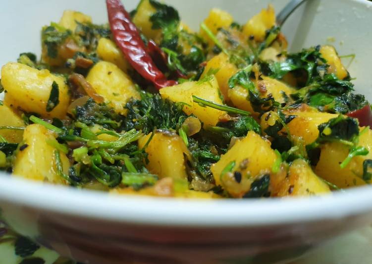 Fresh Methi Aloo Sabzi- Fenugreek Potato Curry