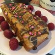 Bizcocho fit de plátano y naranja. Con chocolate y peanut butter