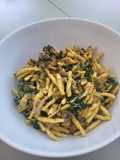 Trofie pasta with spinach, pesto and ricotta cheese