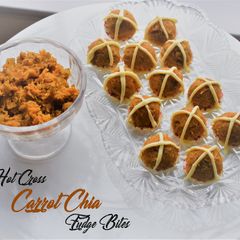 A picture of EasterBake Hot Cross Carrot Chia Fudge Bites.