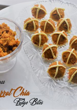 A picture of EasterBake Hot Cross Carrot Chia Fudge Bites.