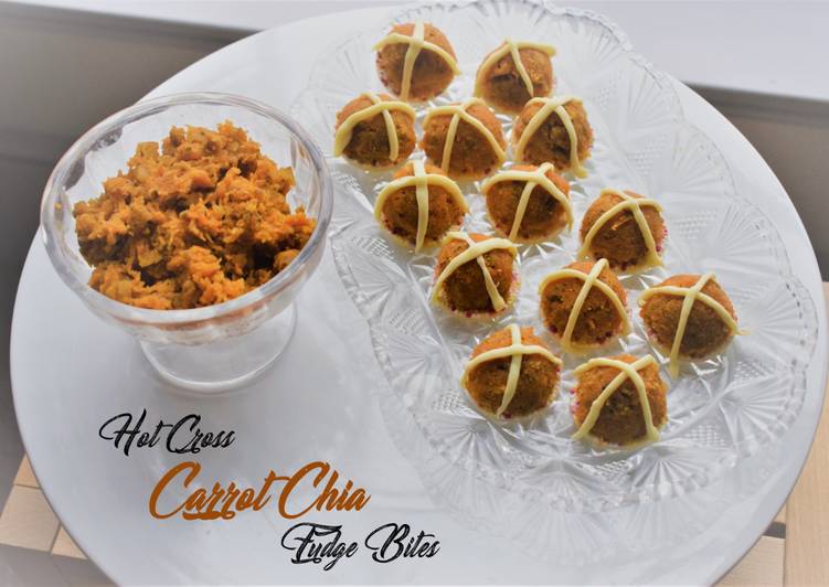 Recipe of Ultimate EasterBake Hot Cross Carrot Chia Fudge Bites