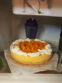 Una foto de Cheesecake de mango sin hornear