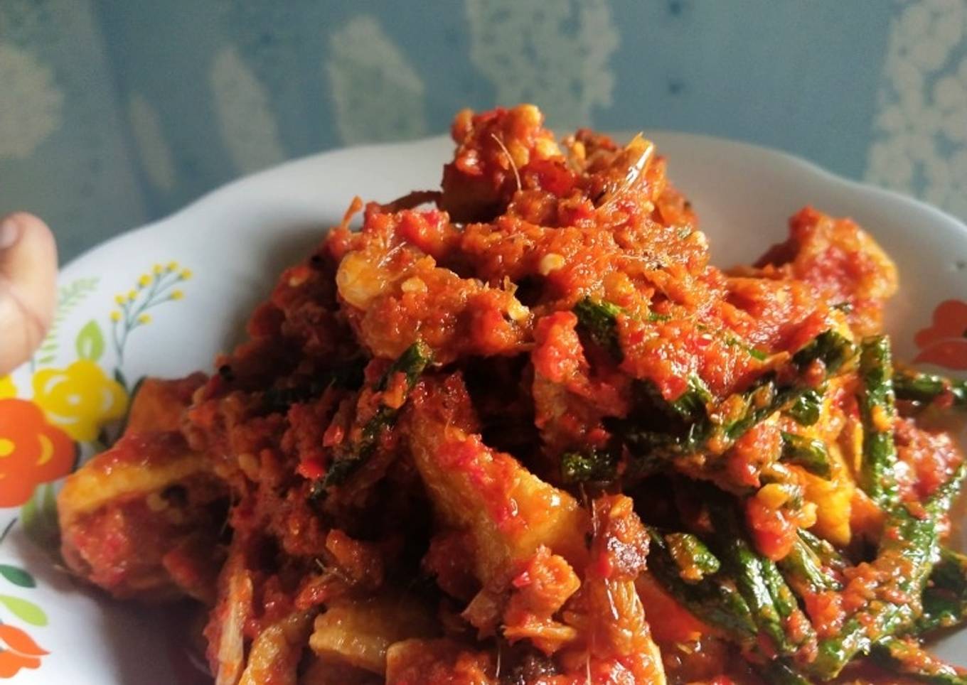 Sambal kacang panjang dengan tahu balado