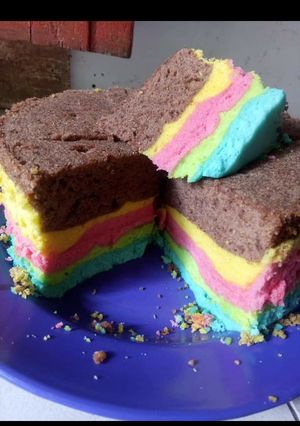 Foto resep Rainbow cake kukus